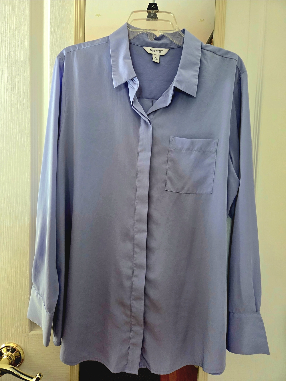 Nine West Women's Light Lavender Button-Front Tunic Blouse